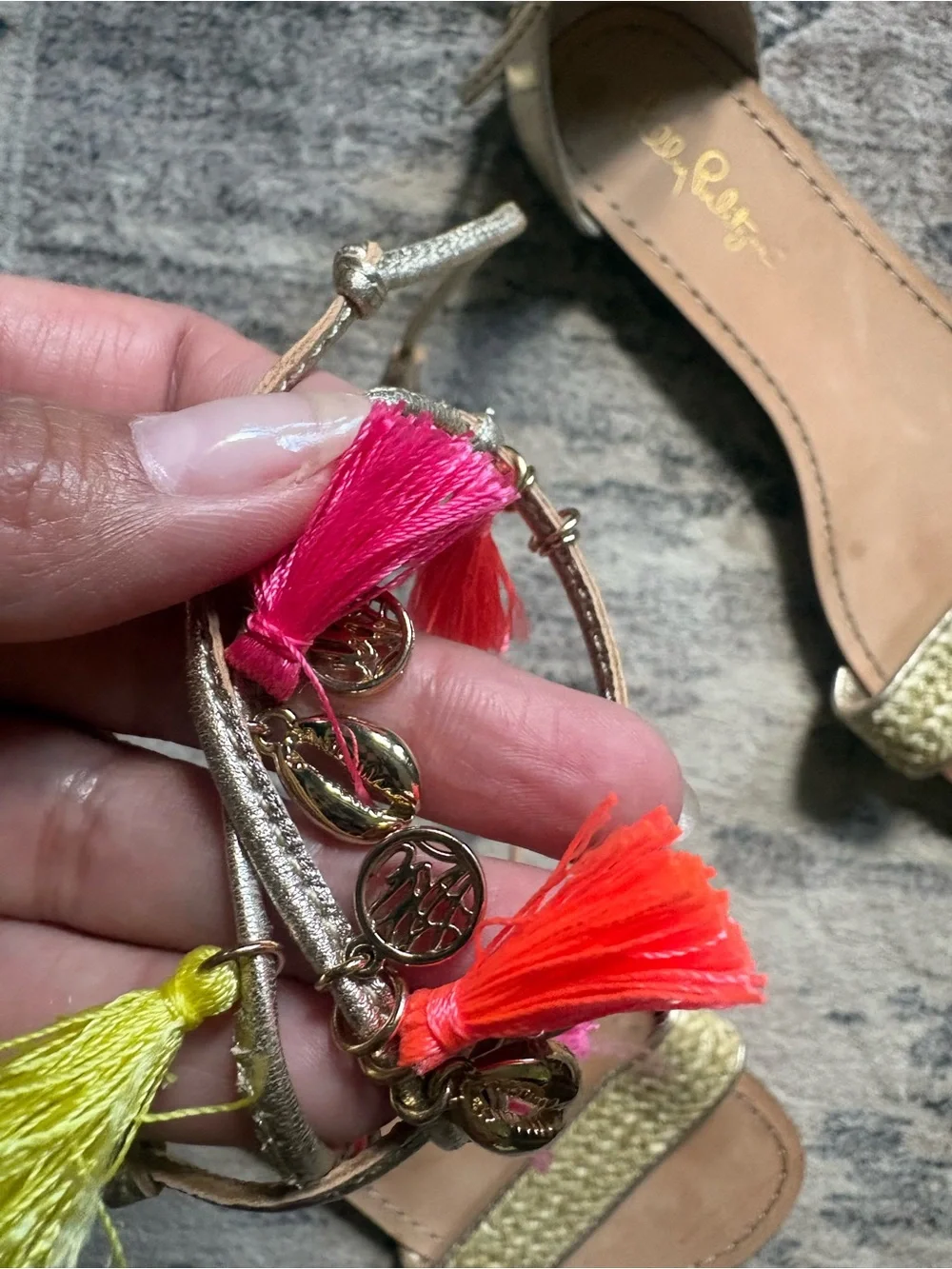 Lilly Pulitzer Willa Sandals Size 7.5 tassels resortwear vacation beach summer